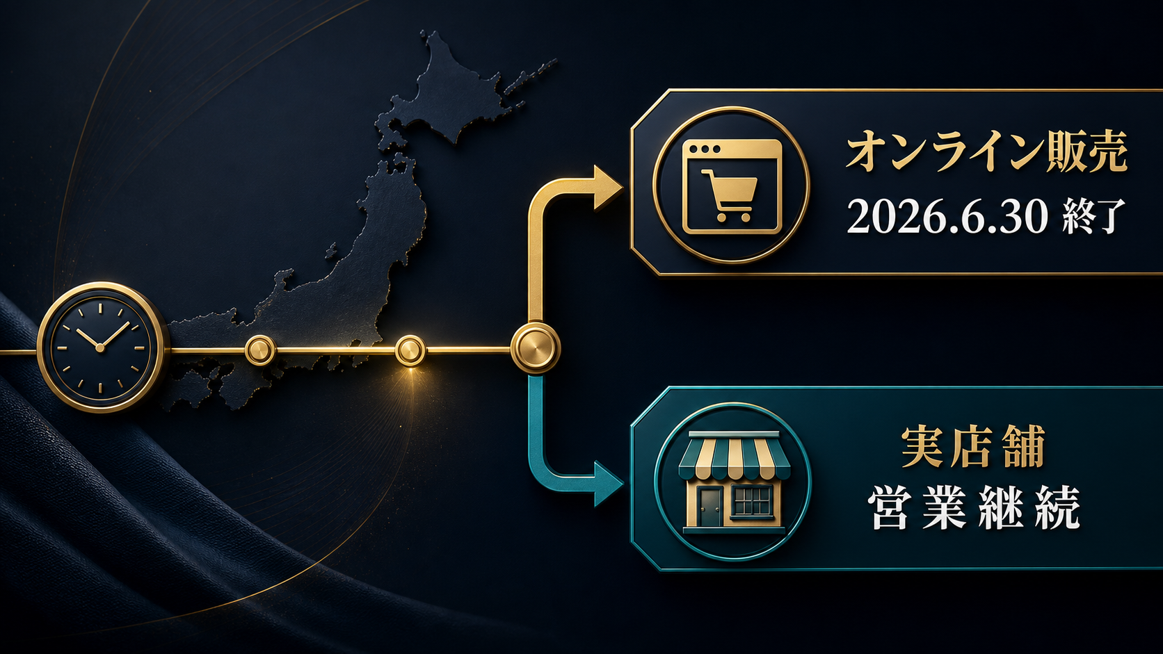 古本市場オンライン終了と実店舗営業継続を示す時系列図