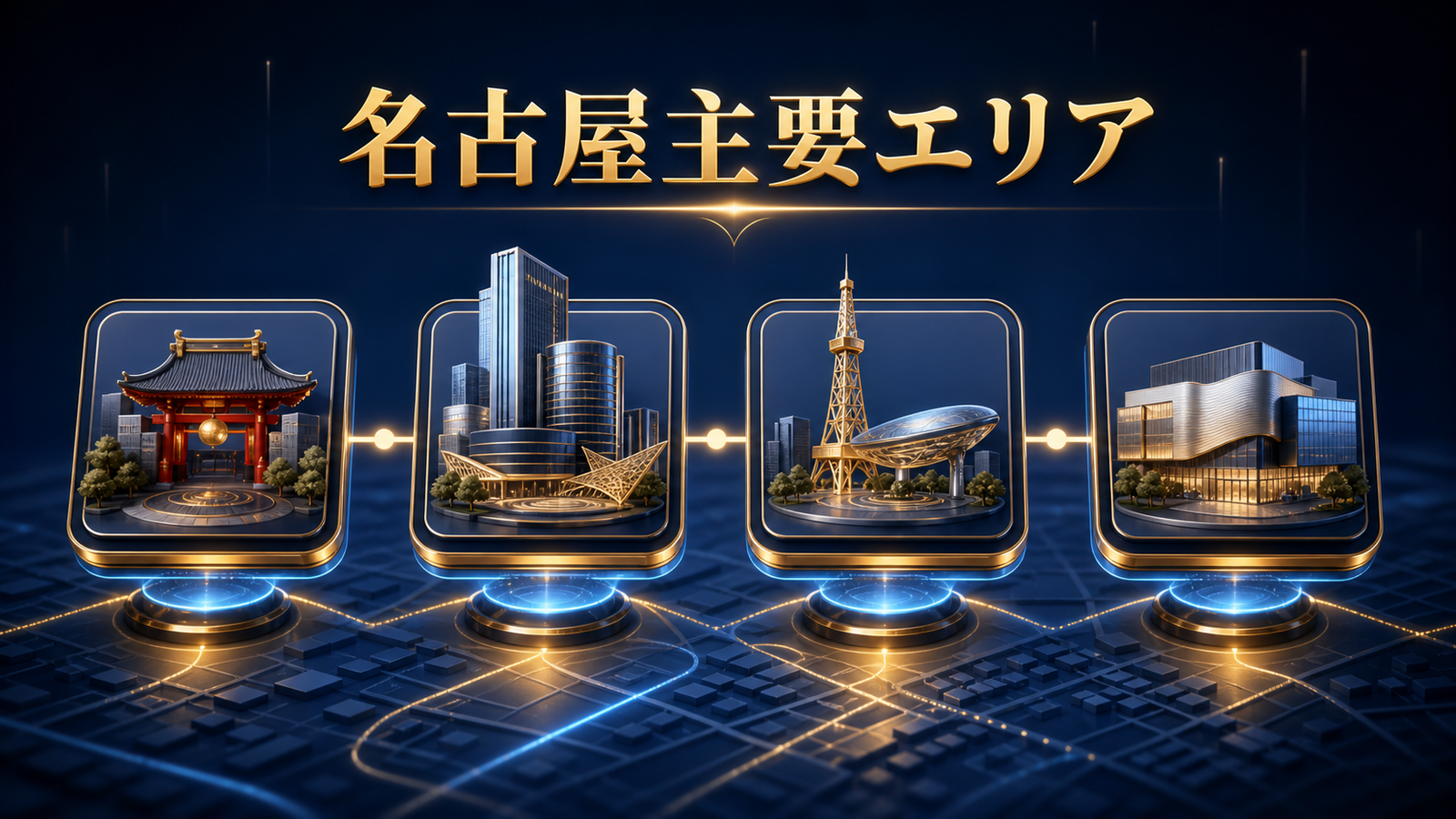名古屋のトレカショップ主要エリアを整理した図