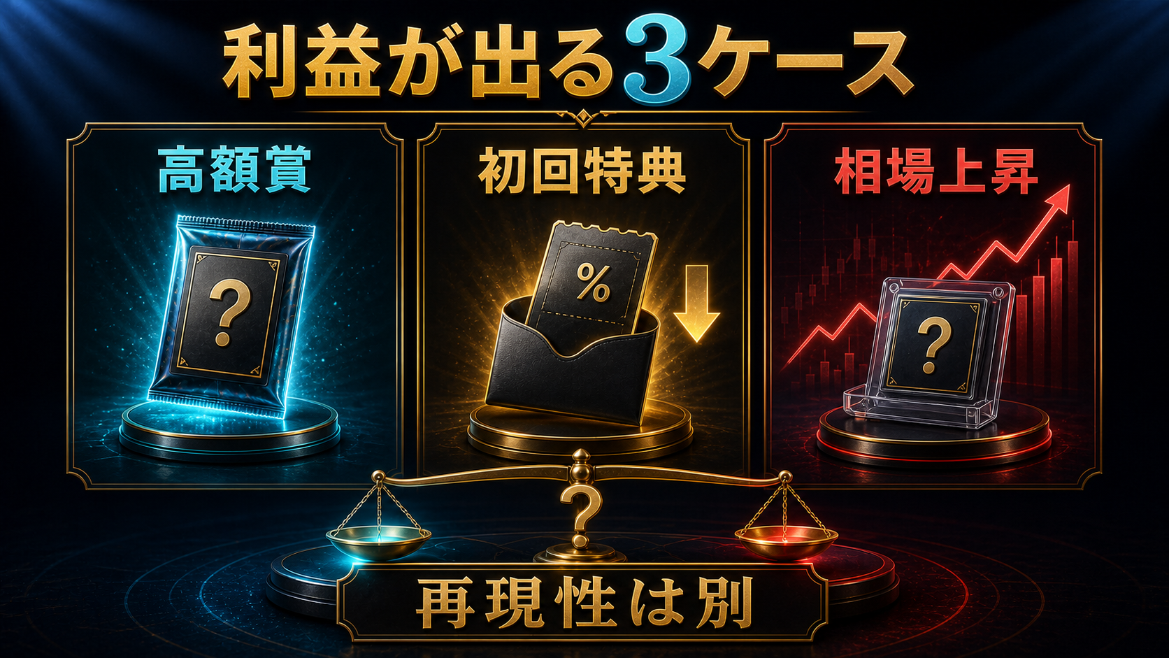 高額当選、新規特典、カード相場上昇で一時的に利益が出るケース