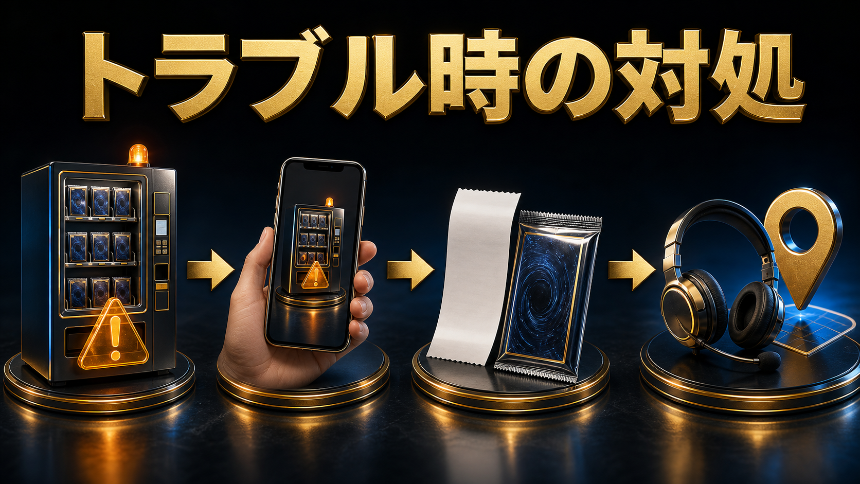 オリパ自販機の購入記録から問い合わせまでの手順を示す図
