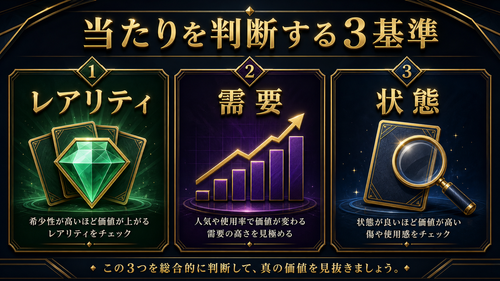 ポケカ当たりをレアリティ・需要・状態で判断する図