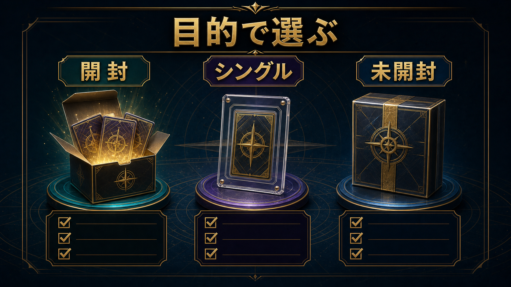 MEGAドリームexをBOX・シングル・未開封で選び分ける図