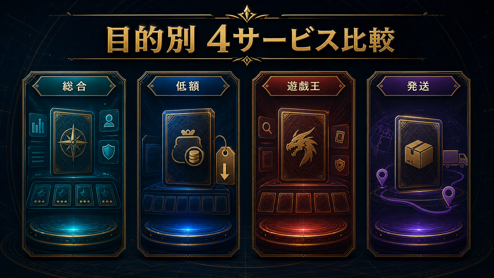 遊戯王オリパの目的別4サービス比較図