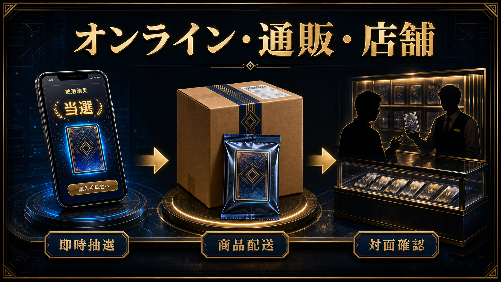 遊戯王オリパをオンライン・通販・店舗で買う違いの図解