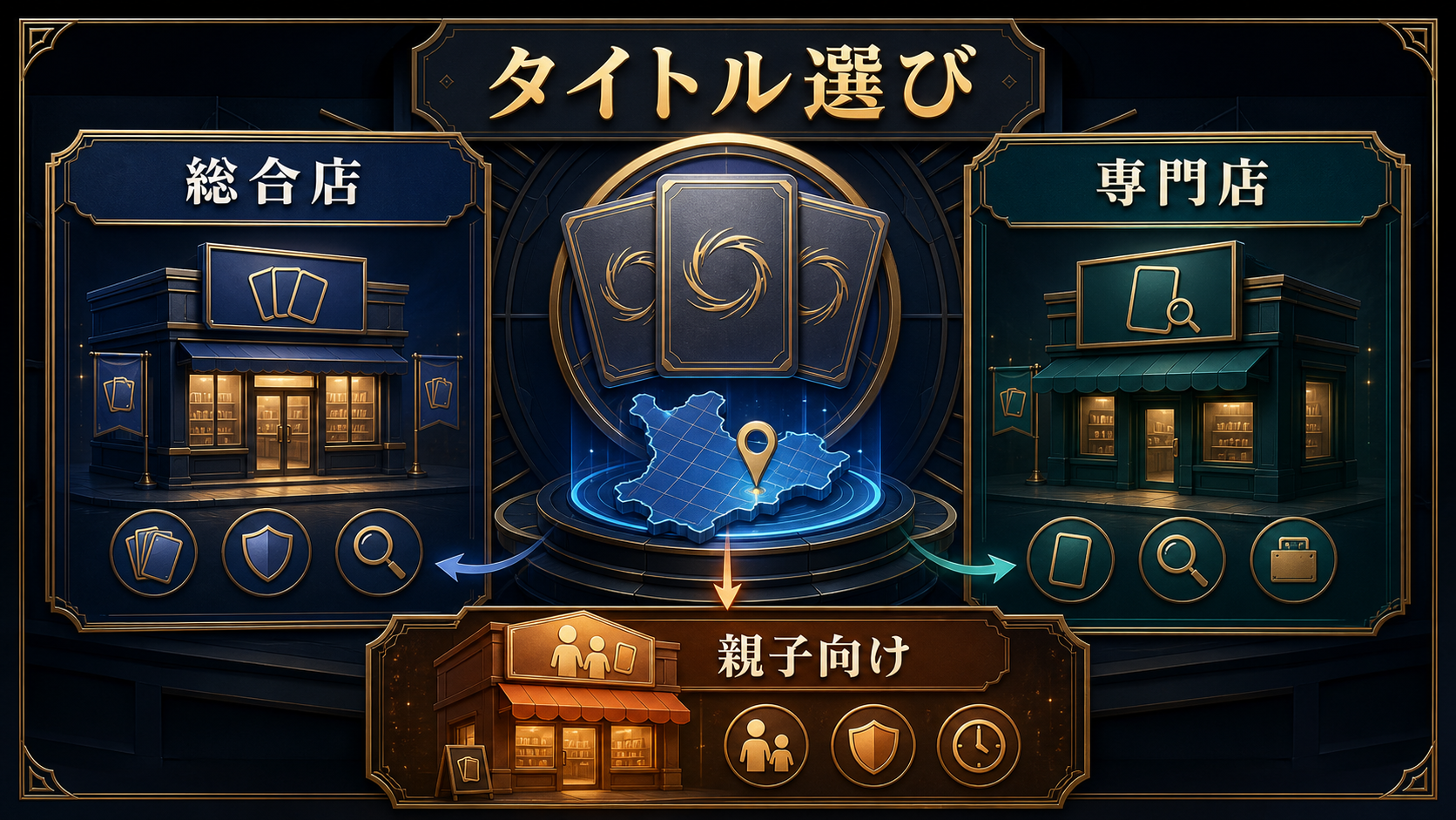 ポケカ・ワンピース・複数TCGで選ぶの判断ポイントを整理した図